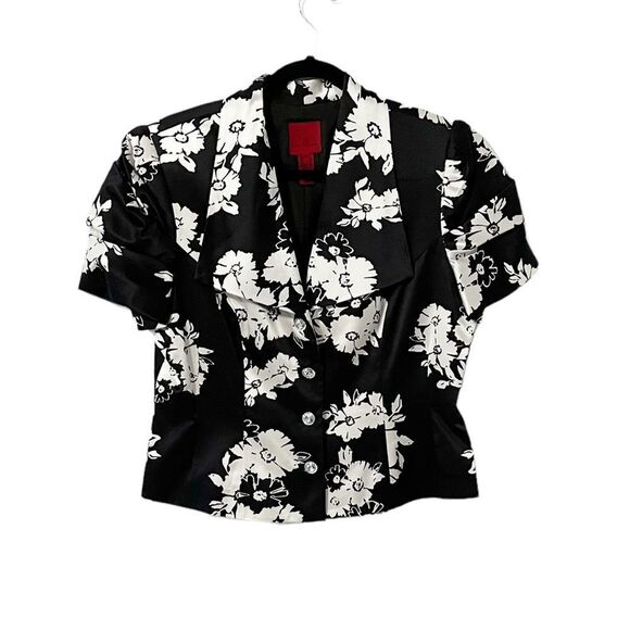 JS Collections Monochrome Floral Blouse - Picture 1 of 7